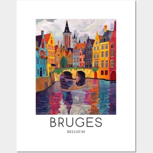 A Pop Art Travel Print of Bruges - Belgium Posters and Art